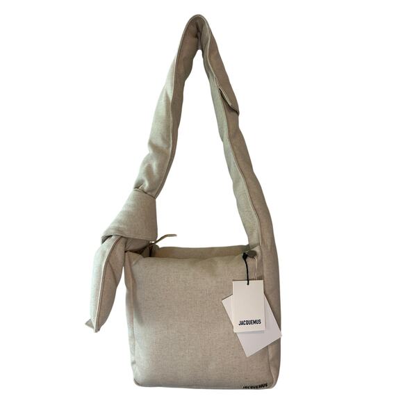Jacquemus NWT Le Cuscinu Canvas Shoulder Bag Ecru Linen Designer Tote - Picture 5 of 10